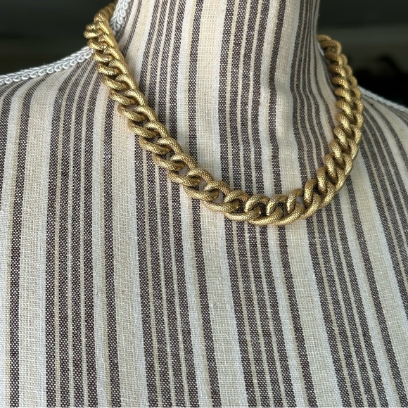 Givenchy Vintage Textured Gold Braid Heavy Curb Chain Choker Designer Stamp - Picture 15 of 16